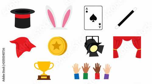 Billede på lærred Assorted magic show and performance icons.