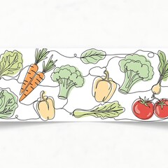 Colorful Hand Drawn Vegetables And Fruits Border Illustration.