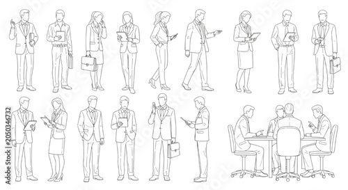 Professional Business People Outline Sketches for CAD Architecture Design and Human Scale Planning
