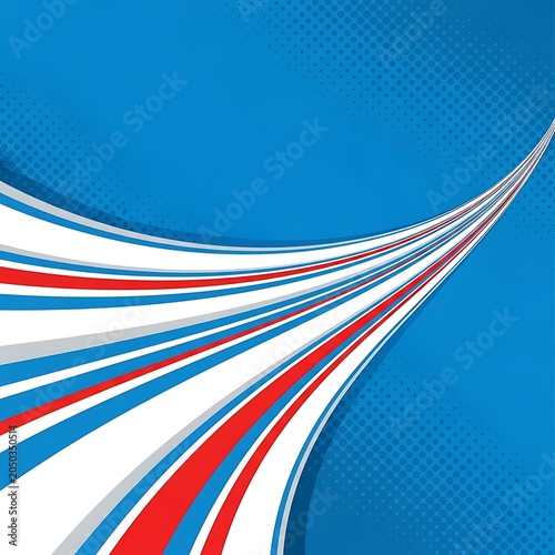 Abstract blue and red flowing fabric waves.