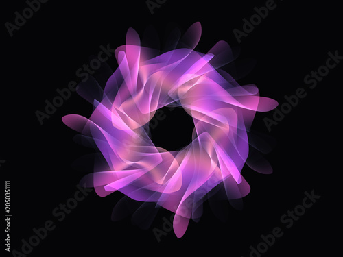 Abstract fractal shape background with glowing lines