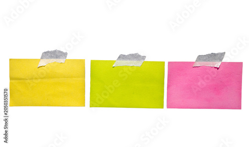 Tableau sur toile Conjunto de notas adhesivas de colores con cinta adhesiva aisladas sobre fondo n