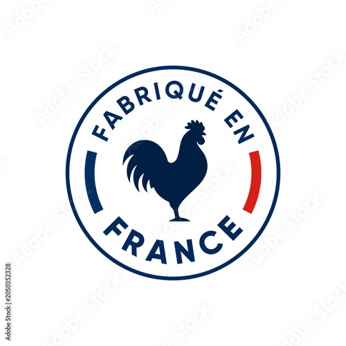 Fabriqué en France Round Label with French Rooster Emblem