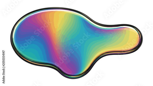 Tableau sur toile Iridescent abstract bloblike shape with rainbow color gradients and a dark borde