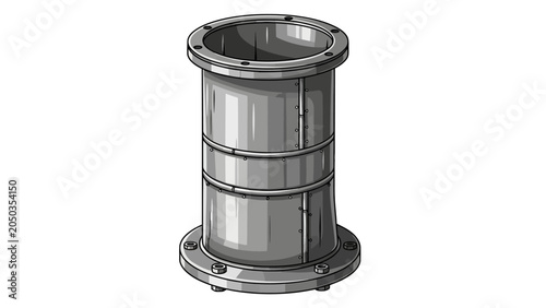 Photos Isometric drawing of a cylindrical metal pipe section with bolted flanges