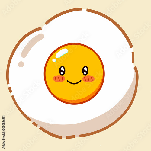 Slika na platnu A cartoon egg with a smiling face and rosy cheeks