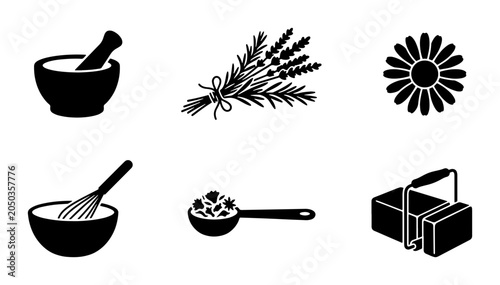 Bild auf Leinwand Herbal Medicine Icons, Aromatherapy Tools, Natural Remedies, Botanical Ingredien