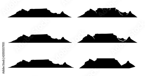 Tableau sur toile Table Mountain Silhouette Vector Set, Cape Town Landmark Collection, Iconic Land
