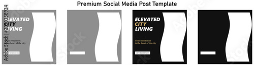 Luxury Urban Tower Residence Instagram Carousel Template, Premium High-Rise Property Marketing Design, Corporate Real Estate Social Media Kit, isolated transparent background, editable vector artwork 