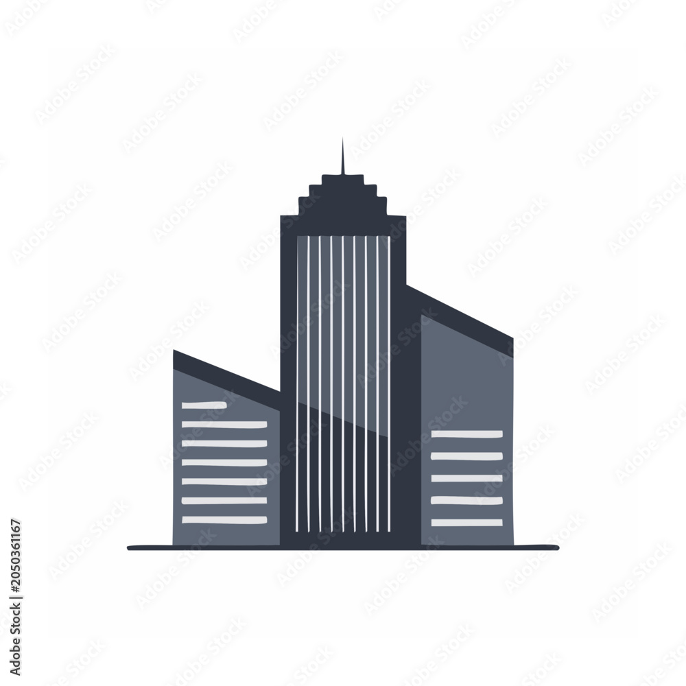 Fototapeta premium Modern building icon in flat design style