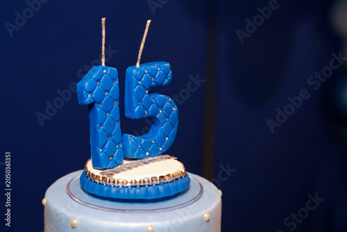 15th Birthday Blue Candles Festive Glow Celebration