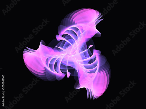 Abstract fractal shape background with glowing lines
