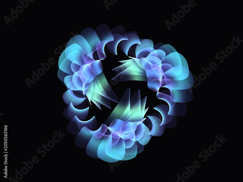 Abstract fractal shape background with glowing lines