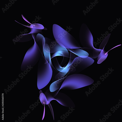 Abstract fractal shape background with glowing lines