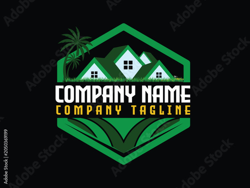 Illustration Vector Logo Template for Lawn care, and Landscaping Services Logo Template