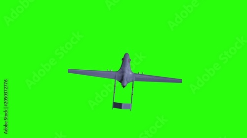 Drone in Flight and Impact Explosion, UAV Strike Detonation. Green screen animation.