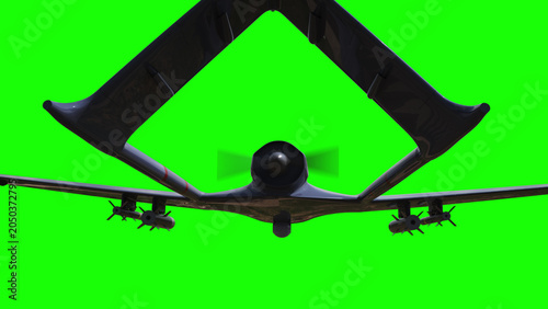Drone in Flight . Green screen isolate. 3d rendering.