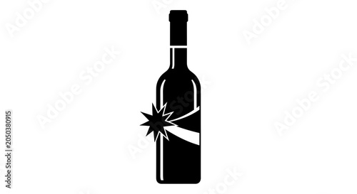Fotografie Wine bottle icon features a stylized starburst element to represent premium quality and brand distinction in a modern graphic design