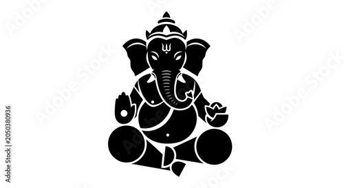 Tableau sur toile Ganesha icon depicts the revered Hindu deity in a meditative pose for spiritual and cultural design projects