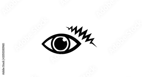 Cuadro en lienzo Eye symbol featuring a jagged lightning bolt conveys the concept of sudden vision impairment, eye strain, or intense visual focus