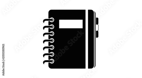 Fotografía Notebook with spiral binding and a blank label serves as a professional stationary tool for organizing daily tasks and personal thoughts