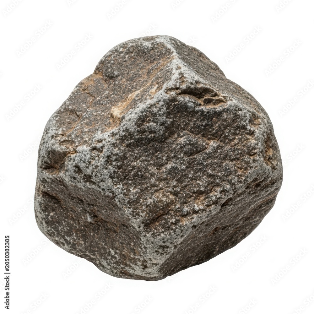 Obraz premium Rugged natural granite rock isolated on solid white background