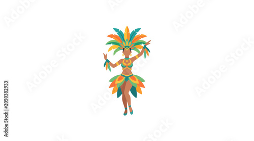 Foto Brazilian Carnival Samba Dancer in Vibrant Feather Costume