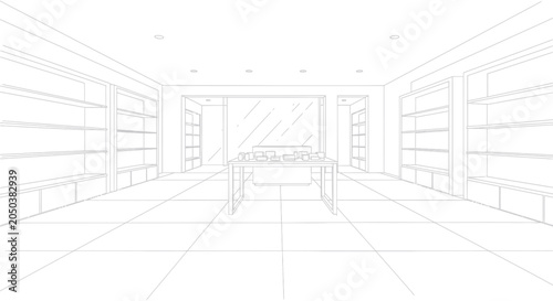 Cuadro en lienzo Modern Retail Store Interior Design Outline.