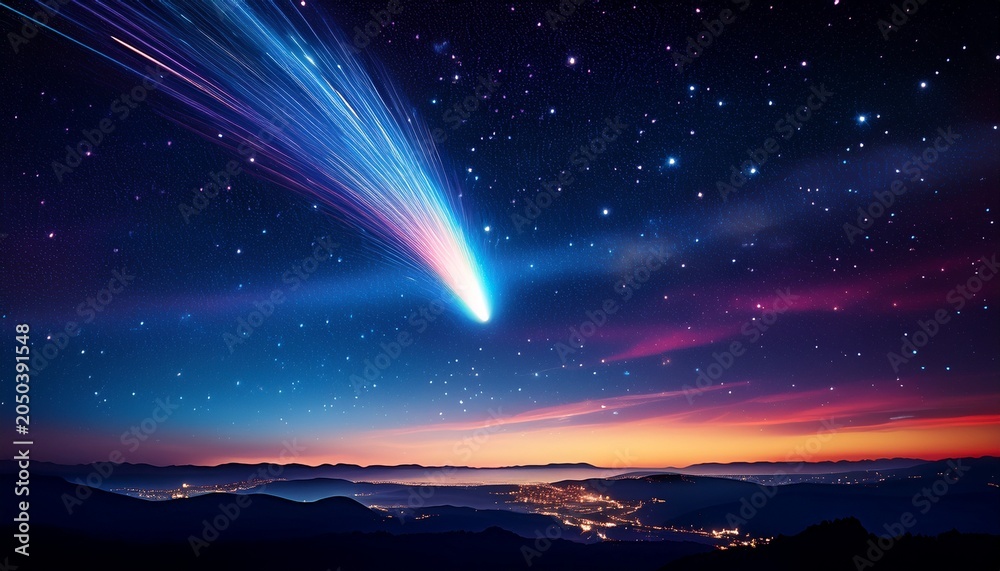 Obraz premium Super Bright Comet At Night