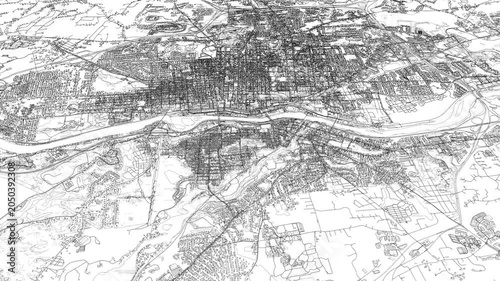 3D looped animation of city - Manchester New Hampshire, USA