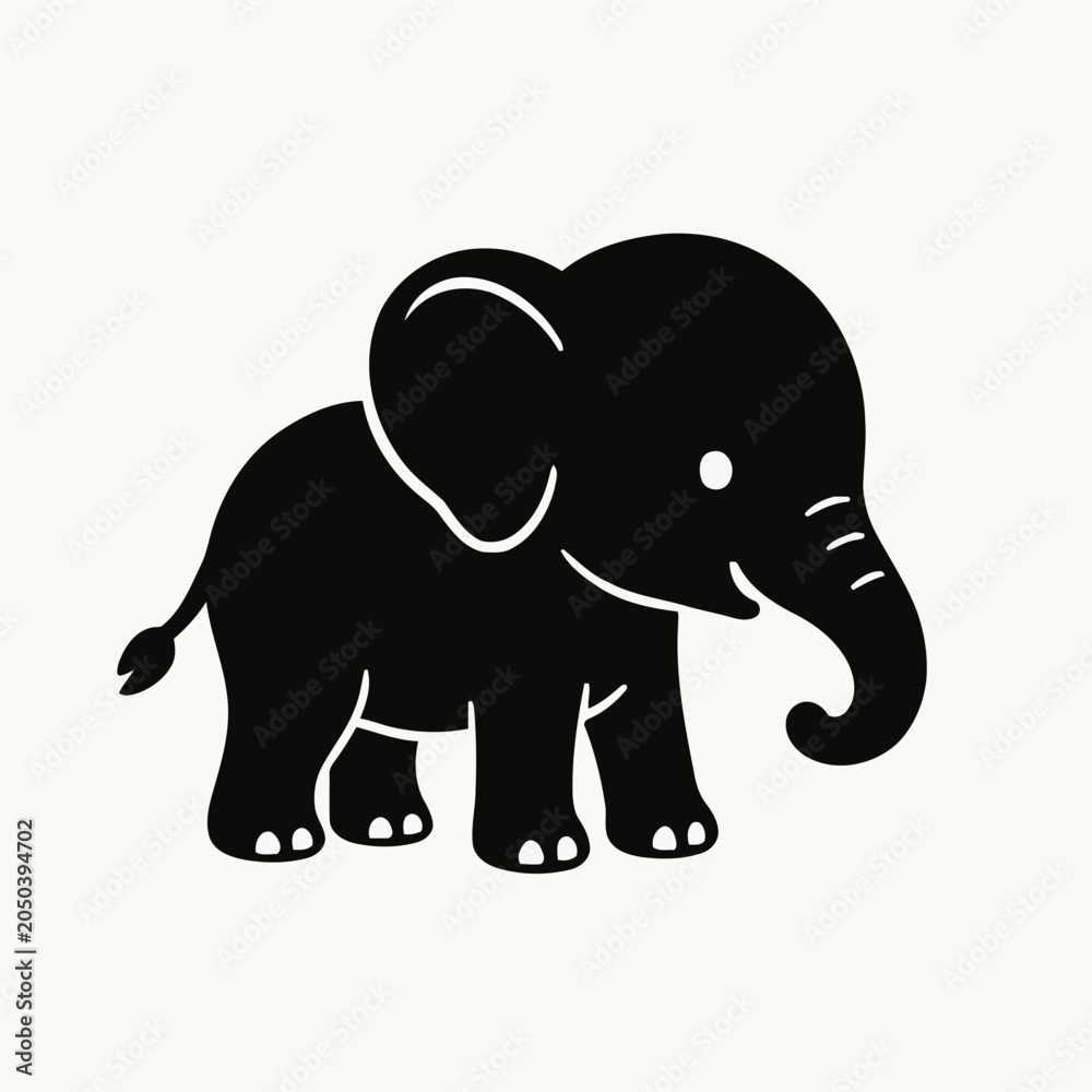 Fototapeta premium Simple silhouette vector illustration of a small elephant in clean style