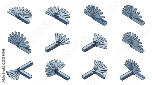 Foto Set of twelve identical multi tools arranged in a grid.