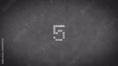 Retro Countdown Timer Glitch Effect in 4K Dark Vintage Film Style
