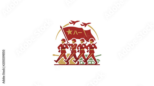 Quadro em tela Chinese Army PLA Military Parade Illustration