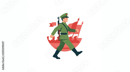 Fotografie Chinese Soldier Marching Parade Graphic Design