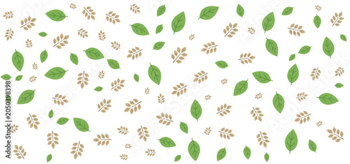 Green and Brown Leaves Pattern Background Illustration