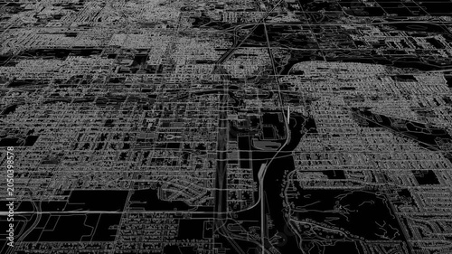 3D looped animation of city - Lansing Michigan, USA