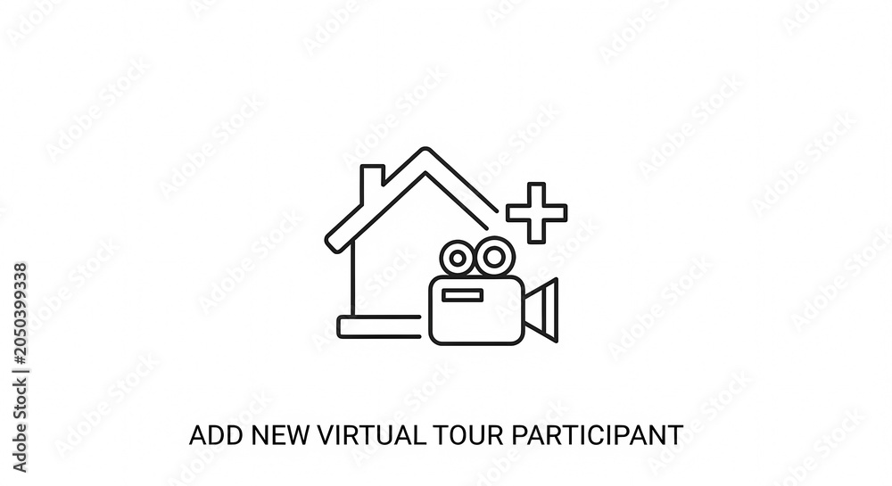 Fototapeta premium Icon Representing Adding a New Virtual Tour Participant for Real Estate.