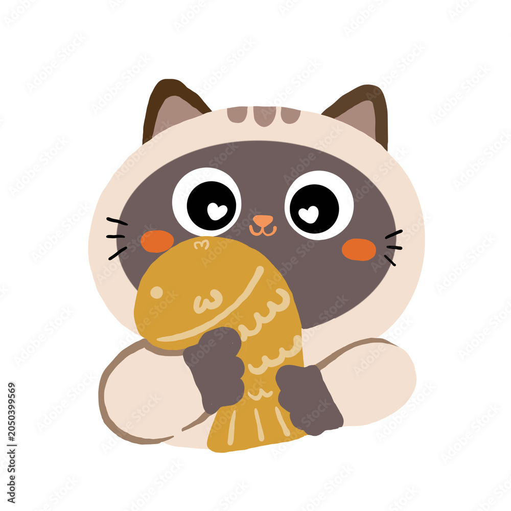 Fototapeta premium cat and fish