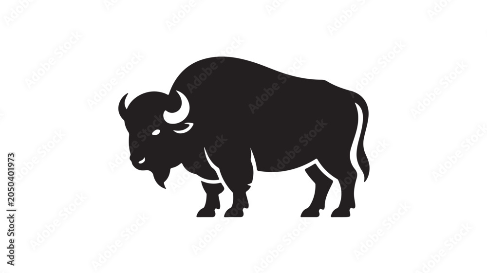 Fototapeta premium Black Bison Silhouette Standing For Wildlife Conservation Concepts