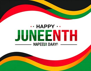 Colorful Juneteenth celebration banner design with flag.