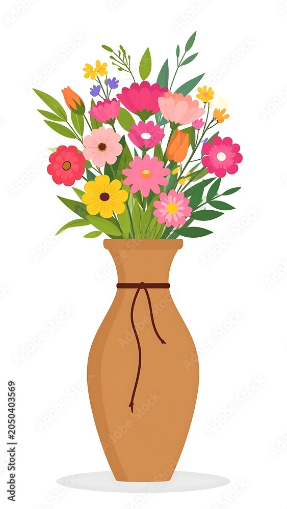 Obraz premium Colorful flower arrangement in ceramic vase.