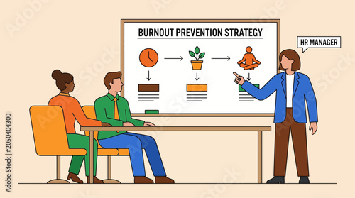 Fotografi Burnout Prevention Strategy Meeting with HR Manager
