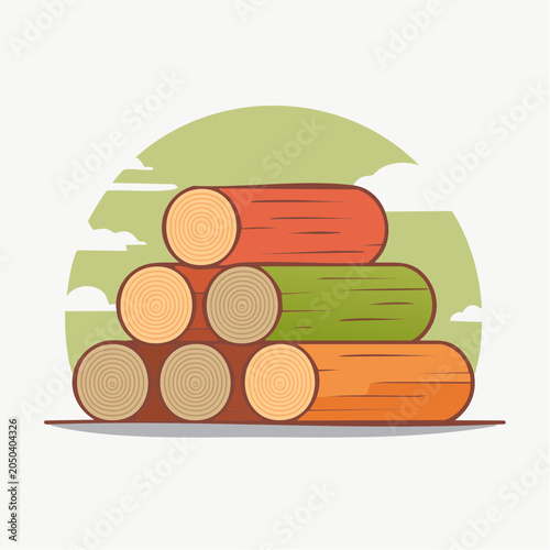 Stack of Colorful Wood Logs