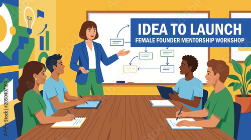 Cuadro en lienzo Female Founder Mentoring Young Aspiring Entrepreneurs at Workshop