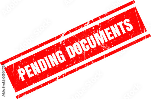 Valokuva Red rectangular rubber stamp mark with the text pending documents in a bold mode
