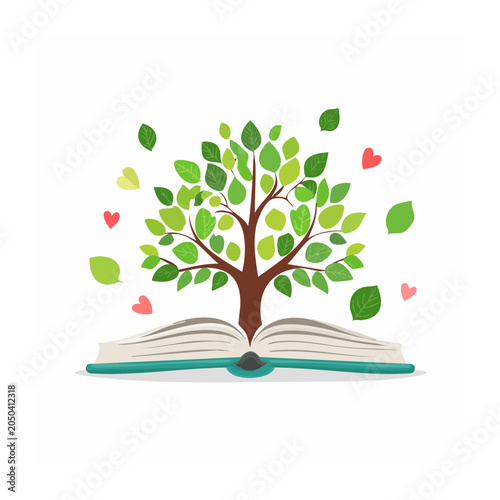 Tree of Knowledge Growing from an Open Book