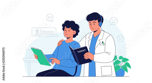 Therapist counseling patient, mental health support, helping hand, communication