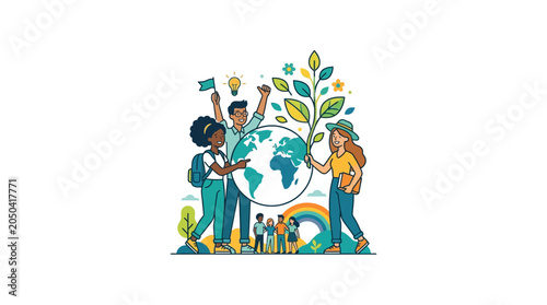 фотографія Diverse People Protecting Planet Earth with Green Energy and Hope