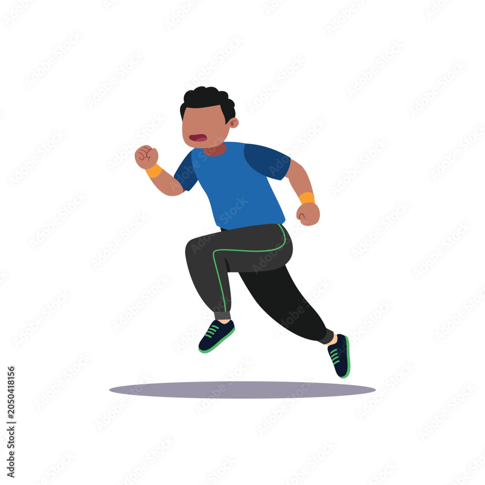 Obraz premium Sport Man Running Vector Flat Illustration